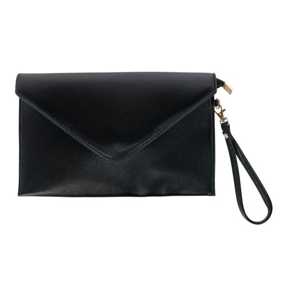 CTM Women's Glossy Metallic Envelope Wristlet Clutch Handbag - Picture 1 of 5